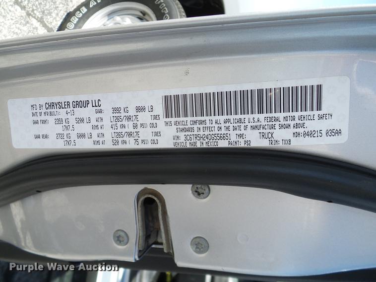 image for item DD8195 2013 Dodge Ram 2500HD Crew Cab pickup truck