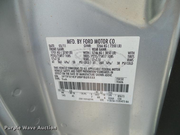 image for item DD8200 2011 Ford F150 SuperCab pickup truck