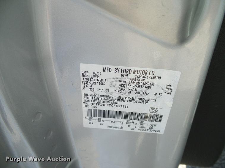 image for item DD8202 2012 Ford F150 SuperCab pickup truck