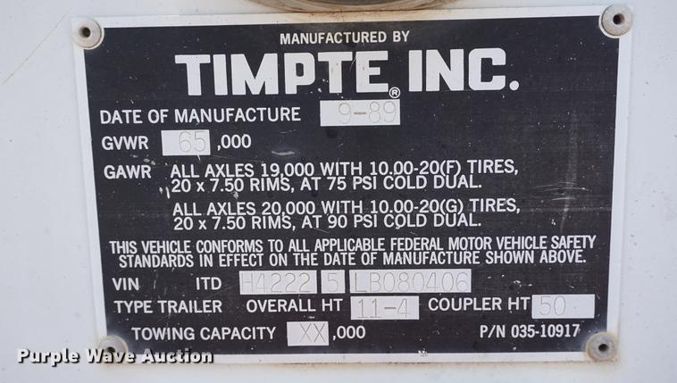 image for item DB6043 1990 Timpte double hopper bottom grain trailer