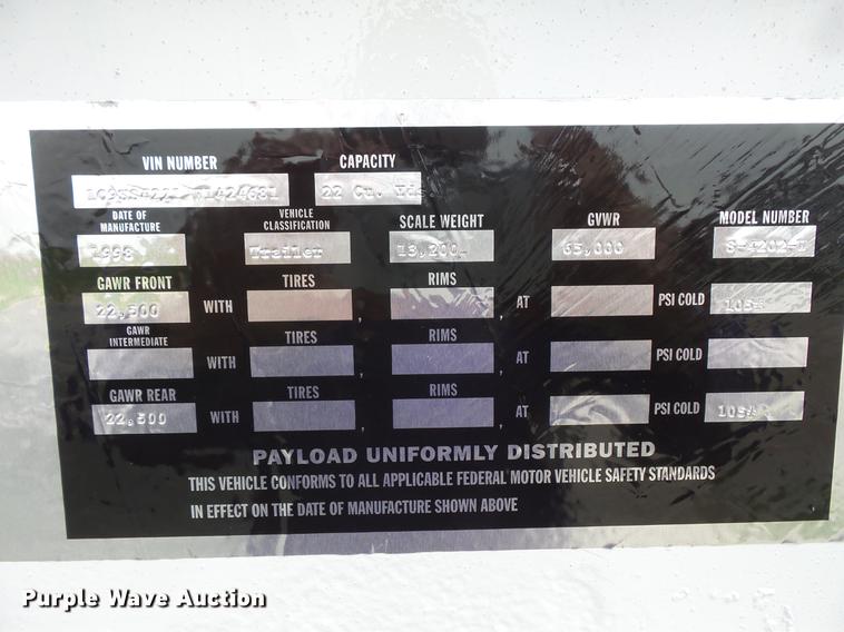 image for item DC1214 1998 Corn Belt S-4202-W bottom dump trailer