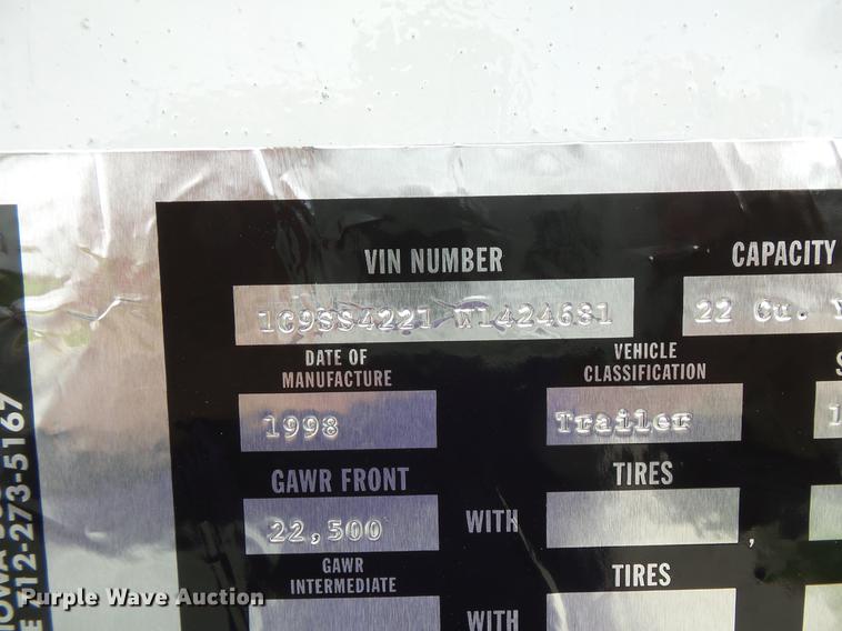 image for item DC1214 1998 Corn Belt S-4202-W bottom dump trailer