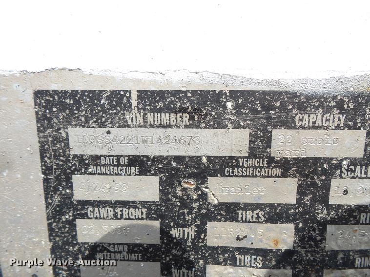 image for item DC1216 1998 Corn Belt S-4202-W bottom dump trailer