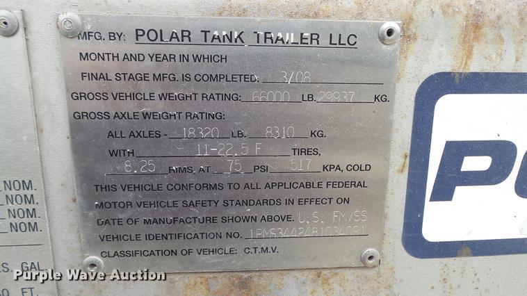 image for item DC2649 2008 Polar tank trailer