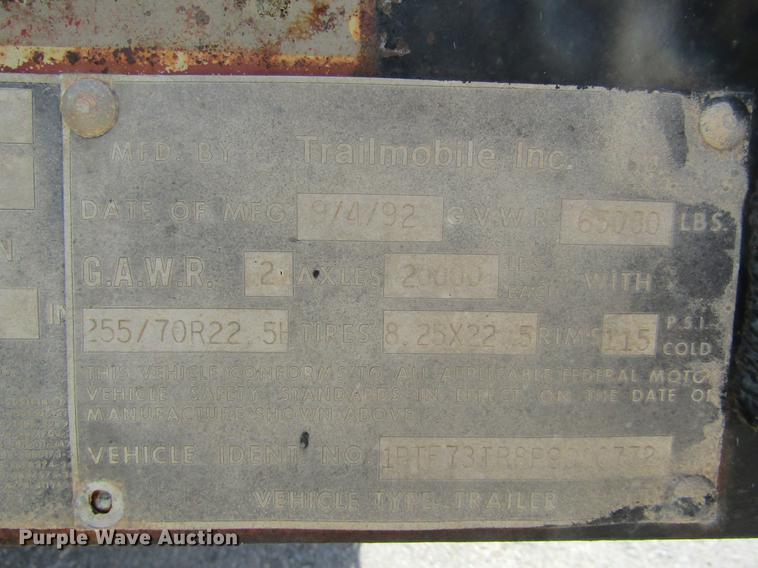 image for item DD5672 1993 Trailmobile F73T-6JEA drop deck equipment trailer