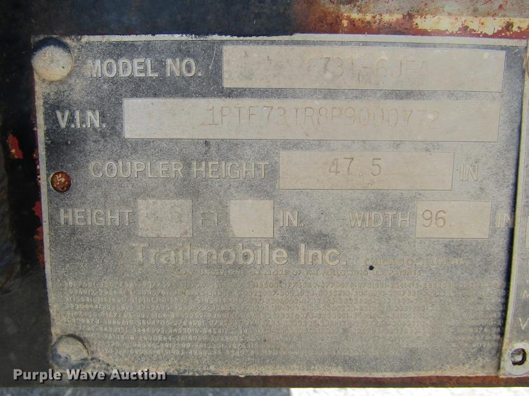 image for item DD5672 1993 Trailmobile F73T-6JEA drop deck equipment trailer