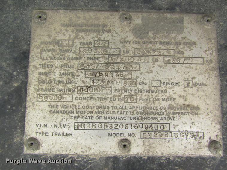 image for item DD8480 2007 Doonan 532DB16GYS1 drop deck trailer