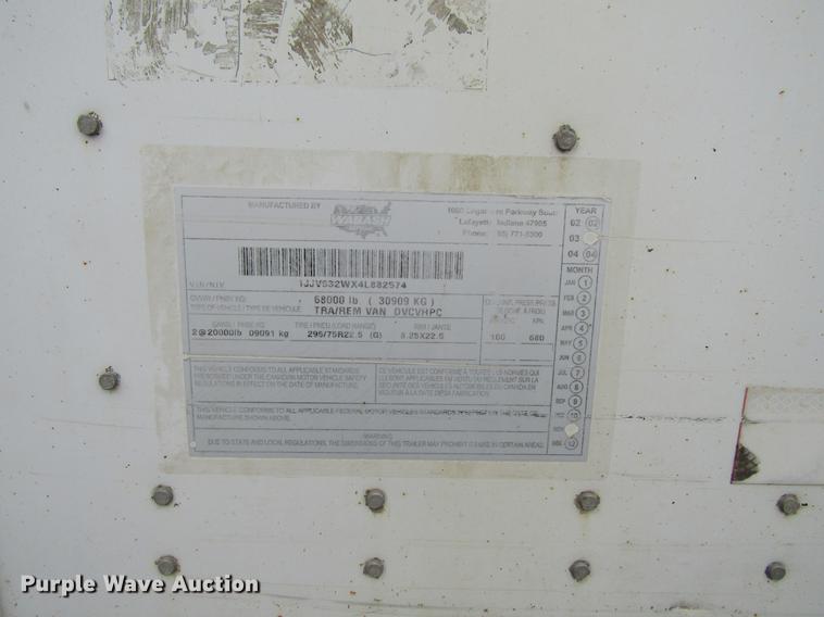 image for item DF3803 2004 Wabash National dry van trailer