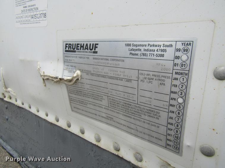 image for item DF3804 2000 Fruehauf dry van trailer