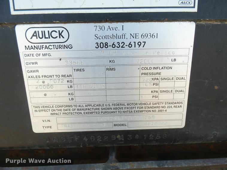 image for item DX9085 2009 Aulick 9-1258 live bottom trailer