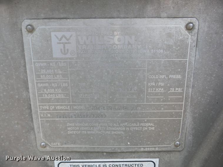 image for item J8506 1999 Wilson DWH-400B Pace Setter double hopper bottom grain trailer