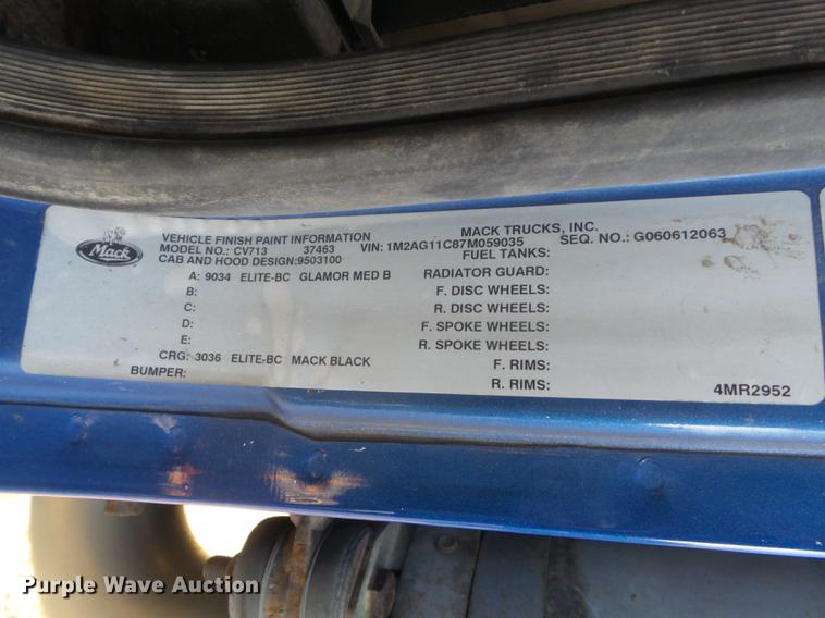 image for item DC7251 2007 Mack CV713 dump truck