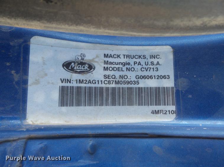image for item DC7251 2007 Mack CV713 dump truck