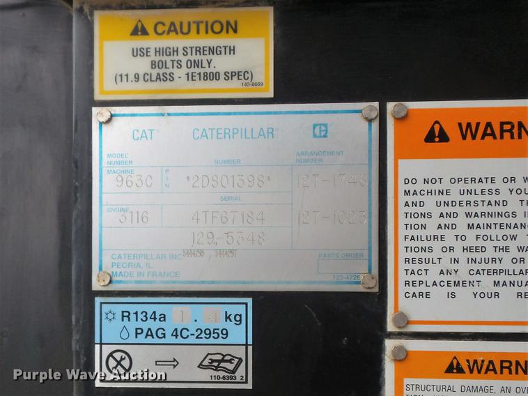 image for item DC7259 2001 Caterpillar 963C track loader