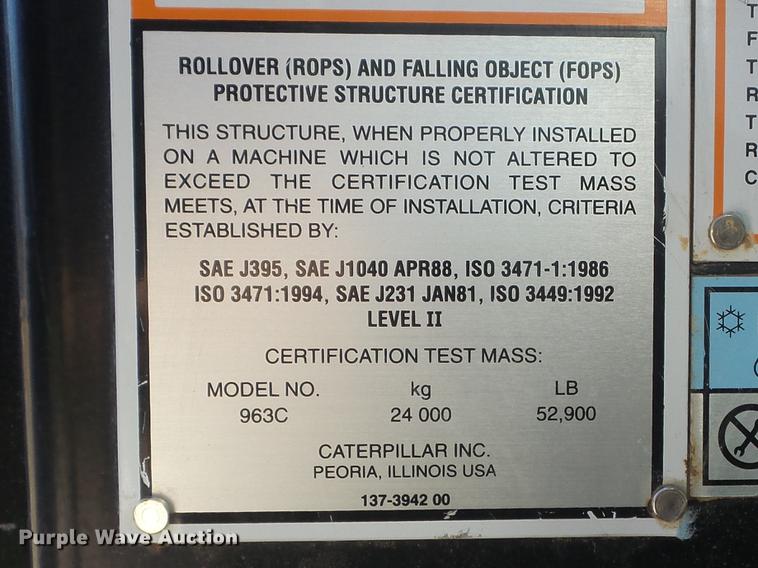 image for item DC7278 2004 Caterpillar 963C track loader
