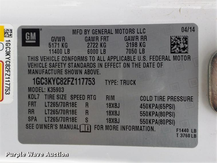 image for item DC7287 2015 Chevrolet Silverado 3500HD utility bed pickup truck