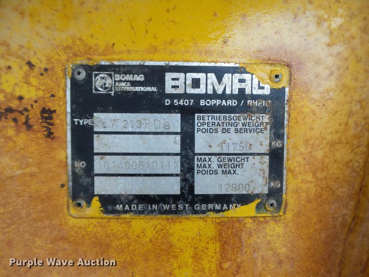 image for item DC7290 1988 Bomag BW213PDB single drum vibratory roller