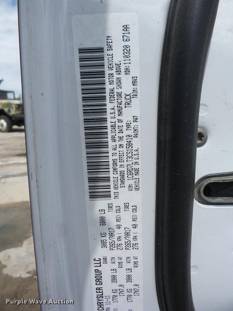 image for item AY9502 2012 Dodge Ram 1500 Quad Cab pickup truck