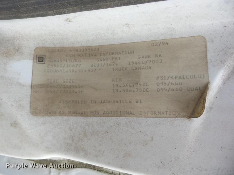 image for item BI9500 1994 GMC TopKick LoPro box truck