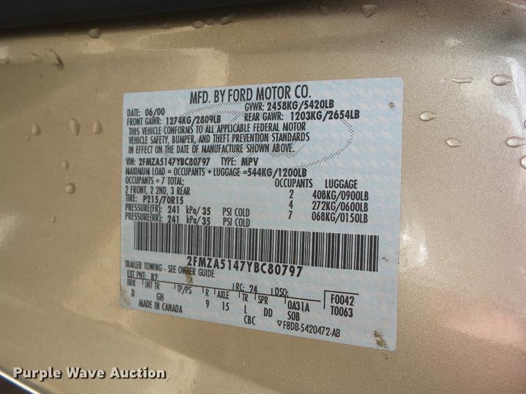 image for item BI9521 2000 Ford Windstar van