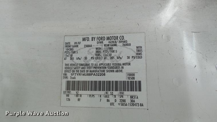 image for item DC5523 2008 Ford Ranger SuperCab pickup truck