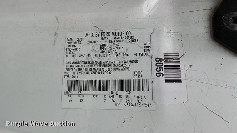 image for item DC5534 2008 Ford Ranger SuperCab pickup truck