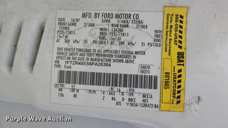 image for item DC5538 2008 Ford Ranger SuperCab pickup truck