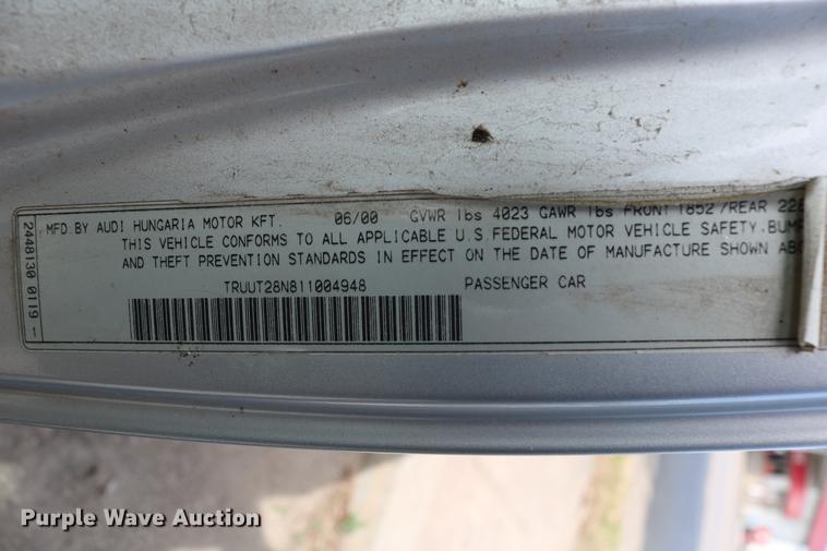 image for item DD4258 2001 Audi TT Roadster Quattro convertible