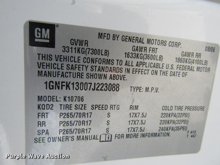 image for item DD5674 2007 Chevrolet Tahoe LT SUV