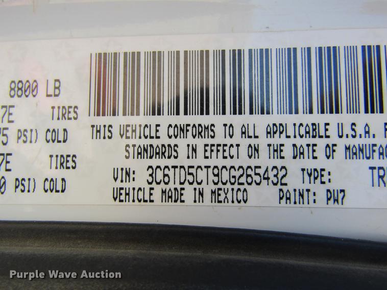 image for item DD5685 2012 Dodge Ram 2500 Crew Cab pickup truck