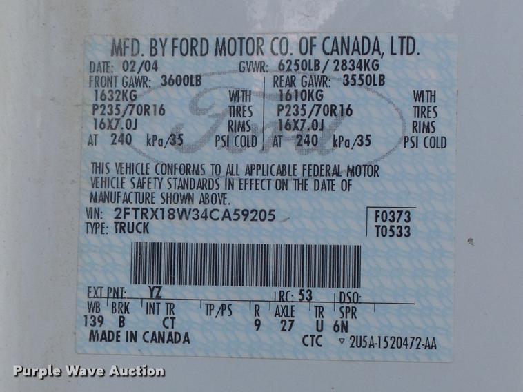 image for item DD7178 2004 Ford F150 XL SuperCab pickup truck