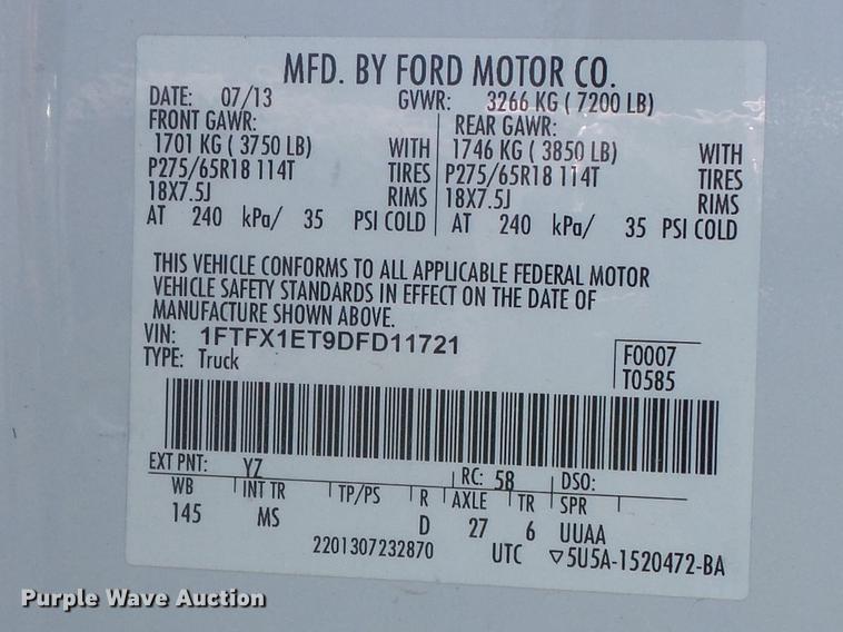 image for item DD7185 2013 Ford F150 XLT SuperCab pickup truck