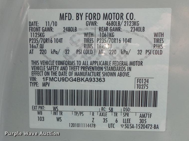 image for item DD7186 2011 Ford Escape XLT SUV