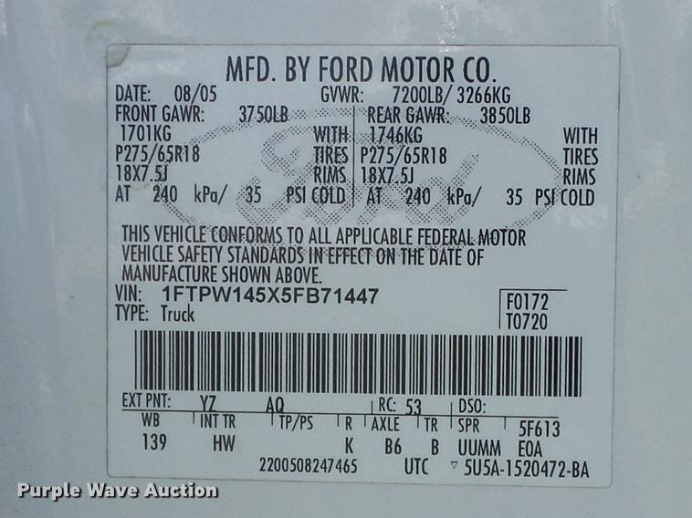 image for item DD7187 2005 Ford F150 Lariat SuperCrew pickup truck
