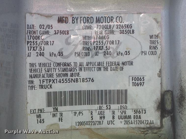 image for item DD7189 2005 Ford F150 XLT SuperCab pickup truck