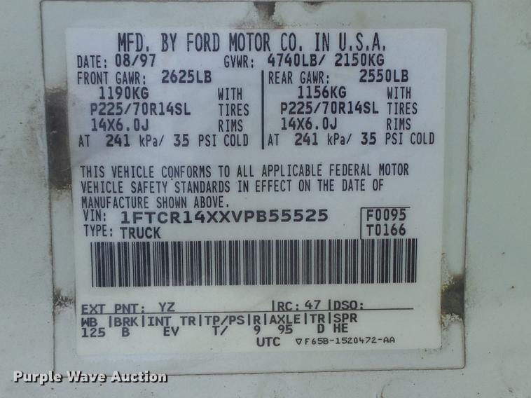 image for item DD7190 1997 Ford Ranger XLT pickup truck