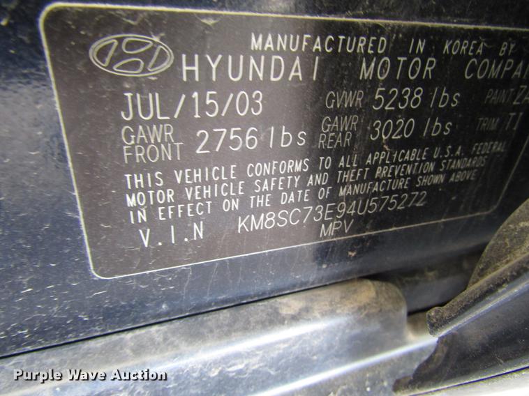 image for item DD7491 2004 Hyundai Santa Fe SUV