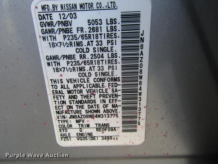 image for item DD7492 2004 Nissan Murano SL SUV