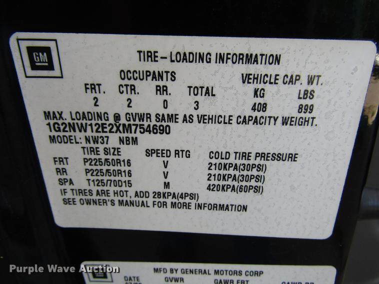 image for item DD7493 1999 Pontiac Grand Am GT