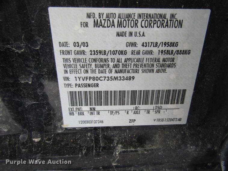 image for item DD7496 2003 Mazda Mazda 6