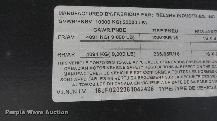 image for item DE6654 2006 Belshe DT22 equipment trailer