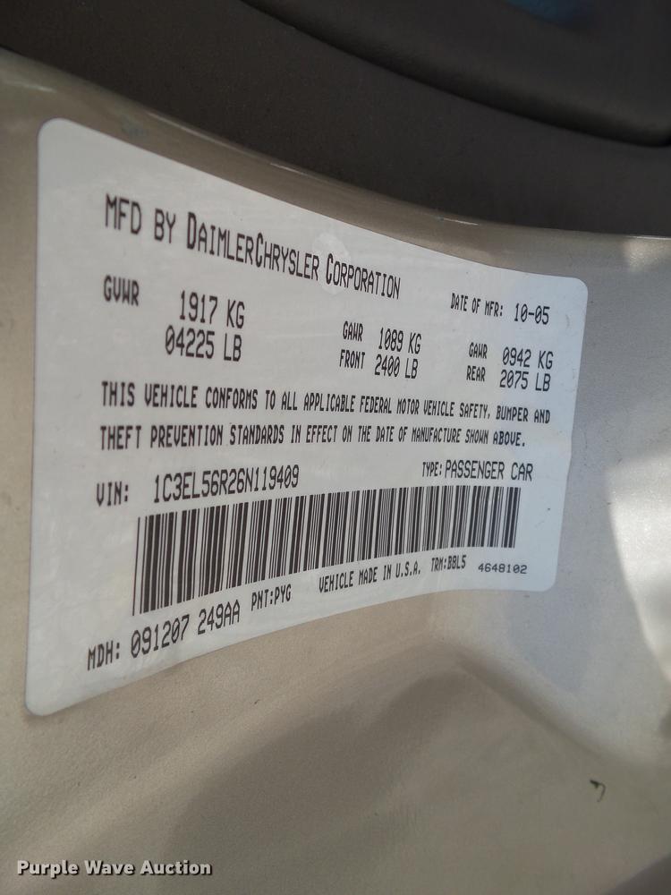 image for item DZ9349 2006 Chrysler Sebring