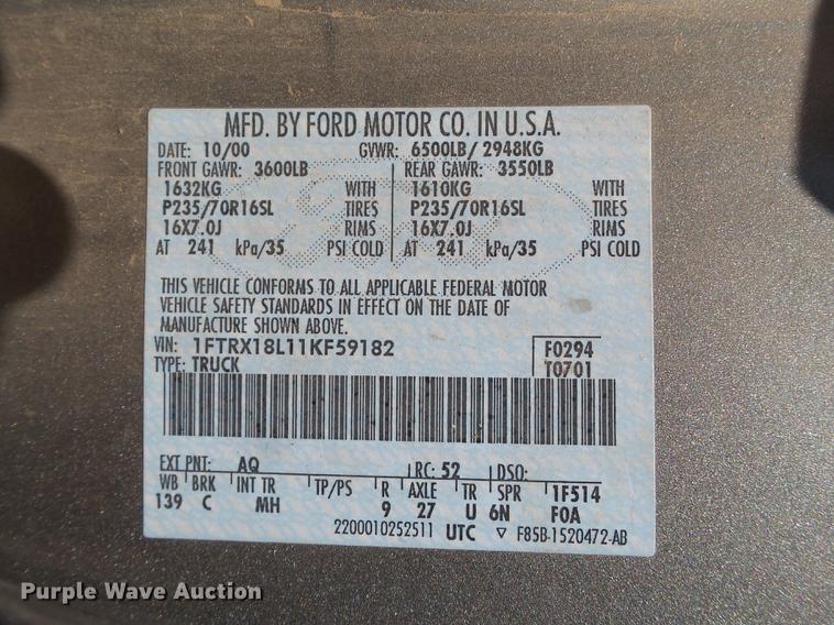 image for item EI9587 2001 Ford F150 SuperCab pickup truck