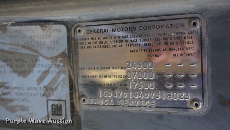 image for item DD7675 1983 GMC TopKick 7000 dump flatbed truck