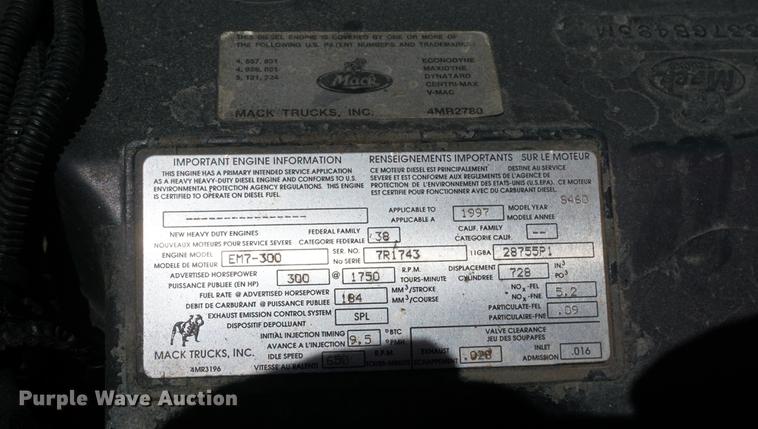 image for item DD7684 1998 Mack DM690S truck with Big John tree spade