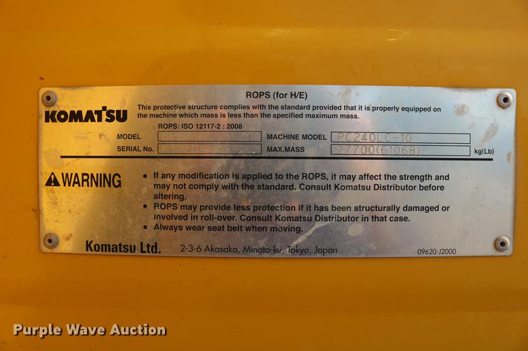 image for item DD8269 2013 Komatsu PC240LC-10 excavator