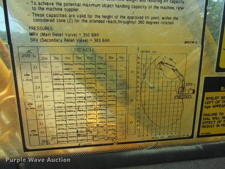 image for item DD8502 2000 JCB JS200 excavator