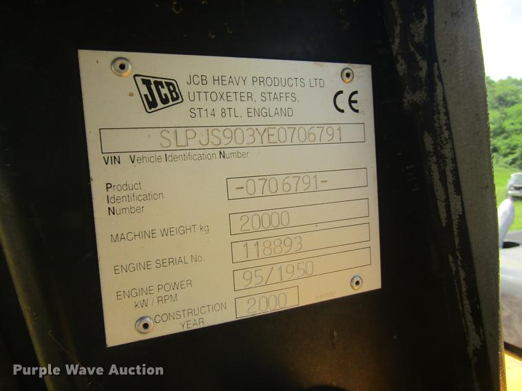 image for item DD8502 2000 JCB JS200 excavator