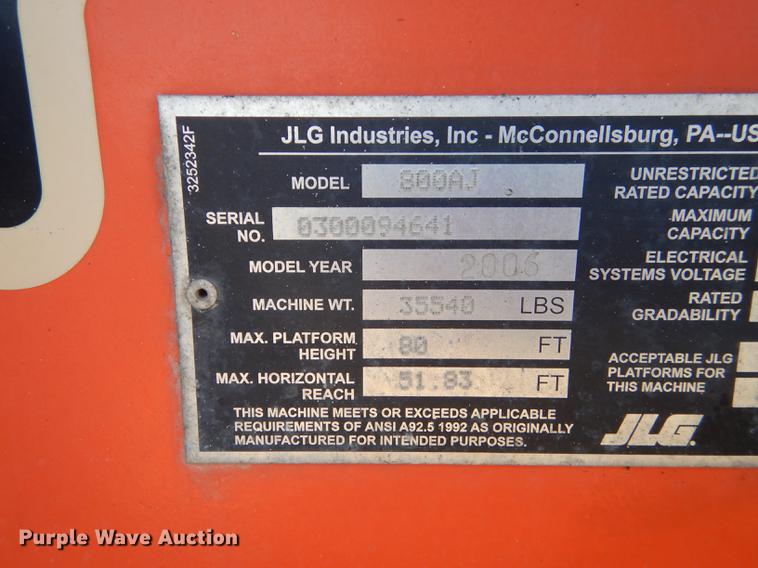 image for item DE1759 2006 JLG 800AJ Sky Power boom lift
