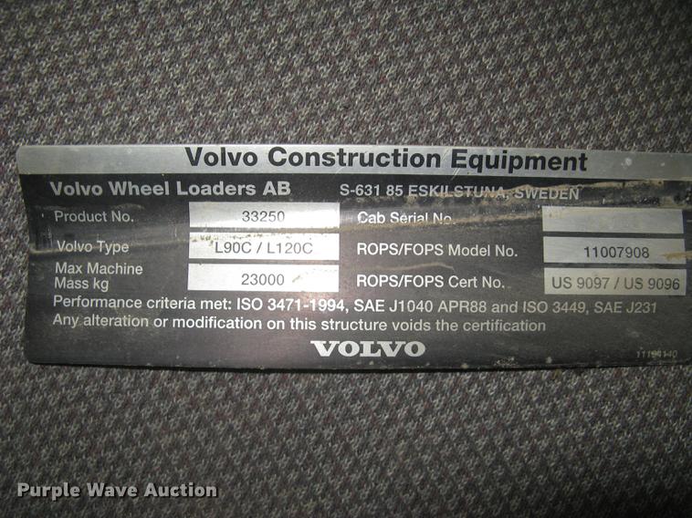 image for item DE2951 1998 Volvo L90C wheel loader